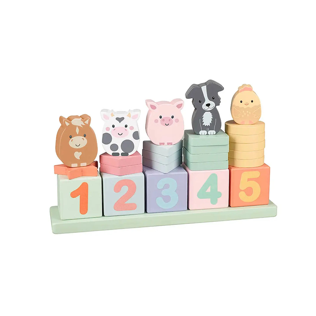 Farmyard wooden animal counting game