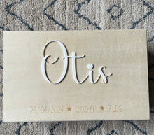 Load image into Gallery viewer, Star Detail Wooden Keepsake Box with acrylic name
