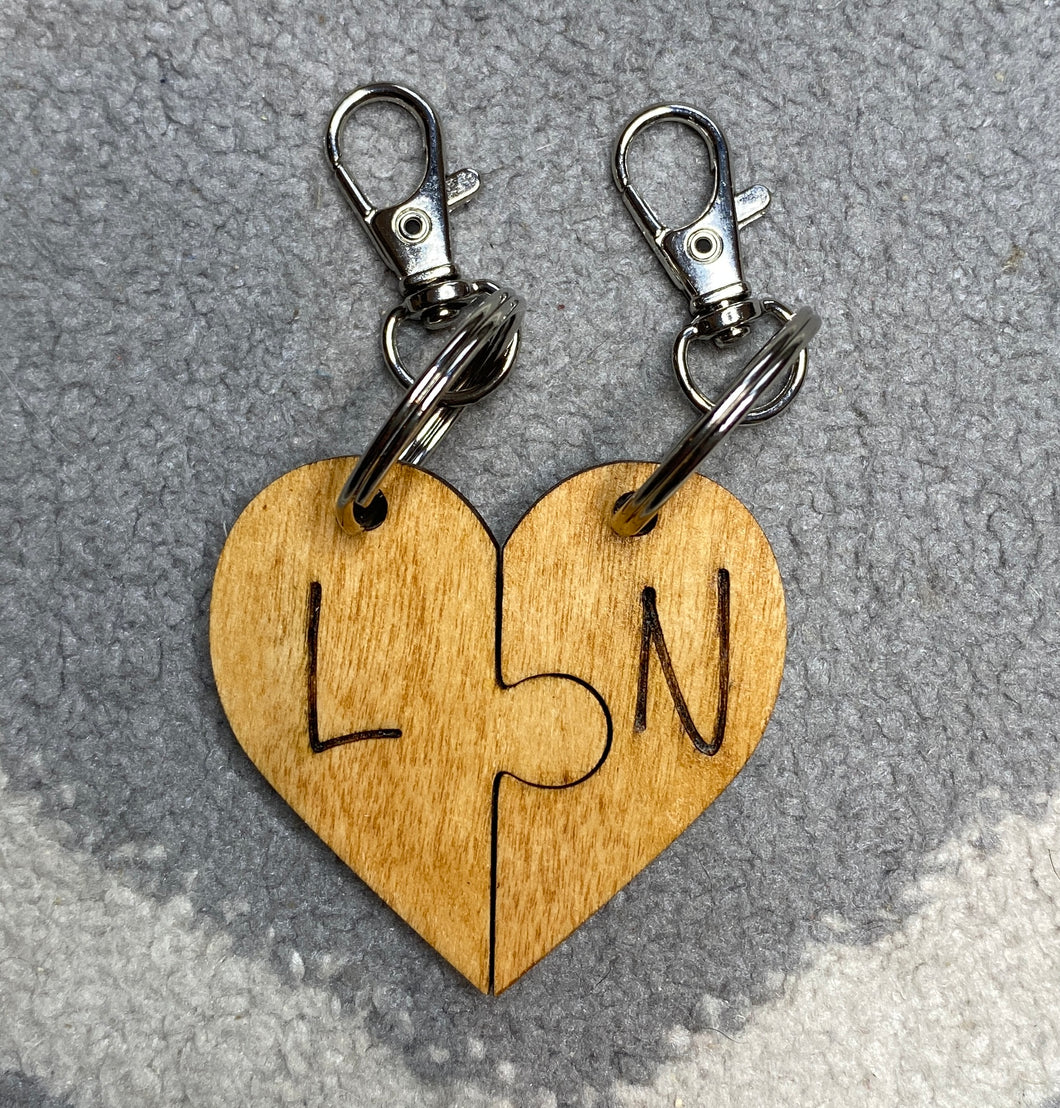 Heart Puzzle Keyring Pair