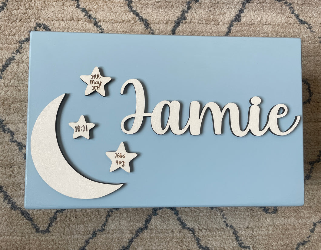 Moon & Stars Wooden Keepsake Box